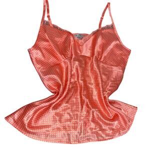 Satin Shiny Pink peachy Poka Dot XL top